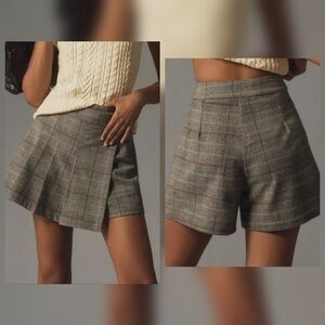 Dizzy Lizzy x Anthropologie Pleated Wrap Mini Skort, Gray Motif, XS
